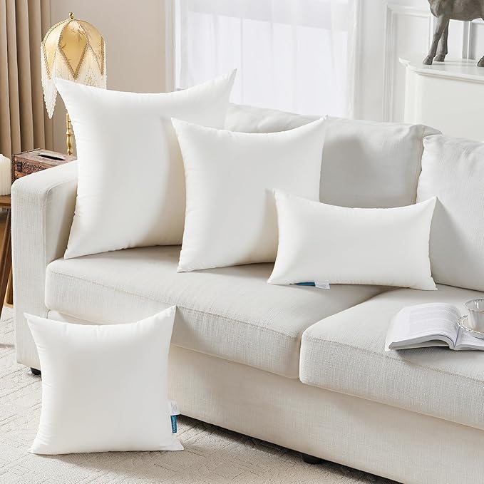 Oubonun 18x18 Waterproof Outdoor Pillow Inserts – Set of 2 Soft & Fluffy, Water Resistant Throw Pillows for Patio, Garden, Porch, or Indoor Decorative