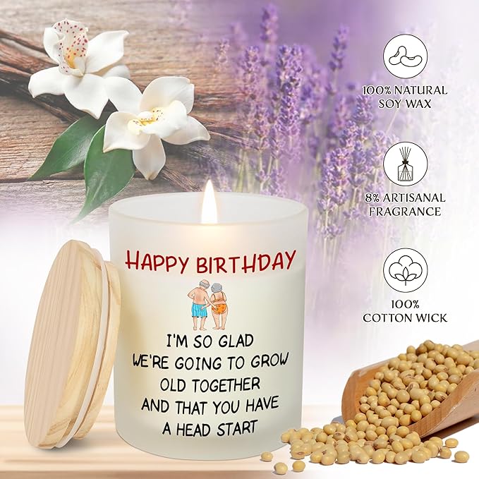 OASSIE Romantic Birthday Gifts for Him Her - Long Lasting Vanilla Lavender Candle 10oz - Gifts for Couple Husband Wife Boyfriend Girlfriend Men Women