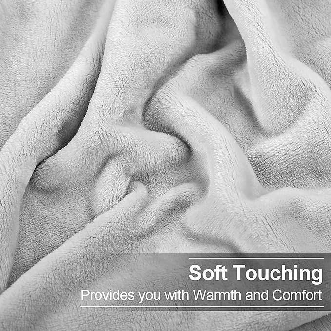 EASELAND Twin Size Blanket All Season Warm Fuzzy Microplush Lightweight Thermal Fleece Blankets,66x90 Inches,Silver Gray