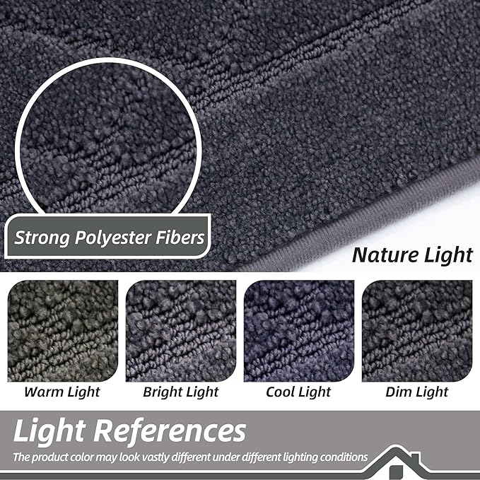 BEQHAUSE Dirt Trapper Door Mat 20" x 32", Doormat Non-Slip Entryway Rugs Washable, Dog Door Mat Stain Resistant and Absorbent Welcome Floor Mat for Front Back Door, Mud Wet Shoes & Paws, Dark Grey