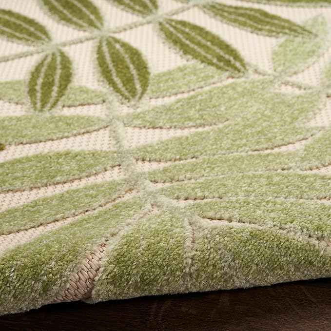 Nourison Home Aloha Ivory Green 2'3" x 8' Area Rug - Easy Clean, Non Shedding, Bed Room, Living Room, Dining Room, Kitchen (8' Runner)