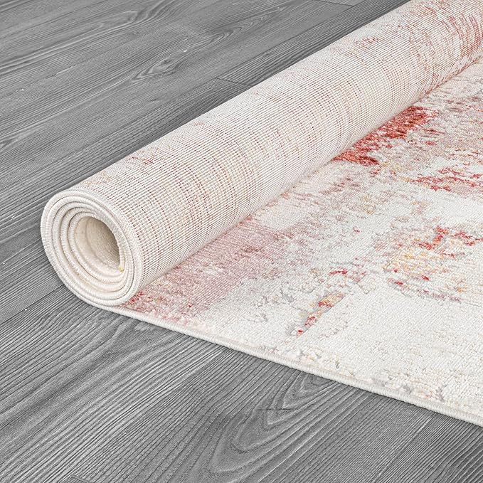 Beverly Rug Modern Abstract Runner Rug 2x7 Luxury Ultra Soft Vintage Indoor Area Rugs for Living Room Stain Resistant Non Shedding Indoor Carpet Alfombras para Salas Modernas (2 x 7 Pink)