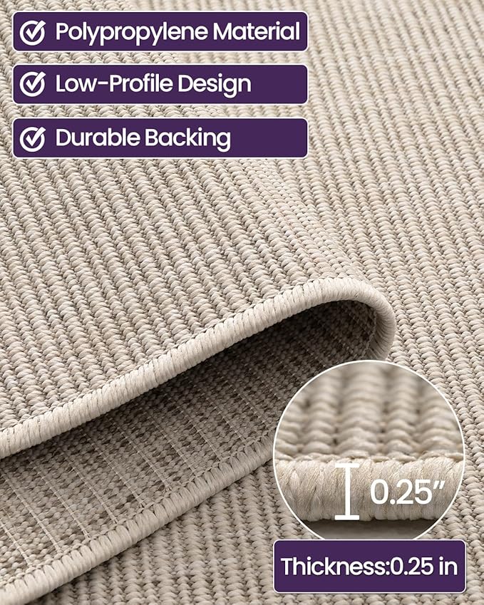 DEXI Dirt Trapper Door Mat, 31x48 Washable Doormat, Dirt Resistant and Absorbent, Easy Clean Low-Profile Floor Rugs for Entryway, Front Door, and Inside Entrance, Light Beige-Gray