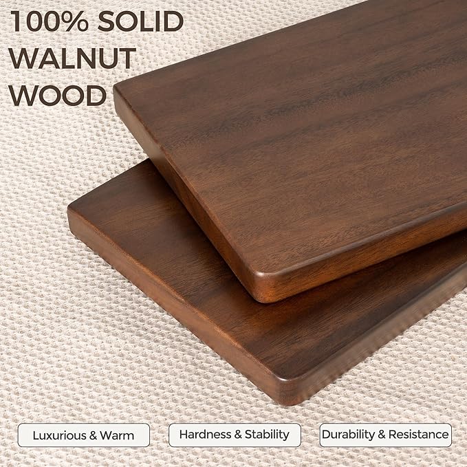 48" Rustic Walnut Wood Floating Shelves, 8 Inch Deep Wall Shelves for Home Decor, Wall Mounted Floating Shelf with Invisible Bracket, Heavy-Duty Storagefor Living Room, Bedroom, Kitchen, Set of 1