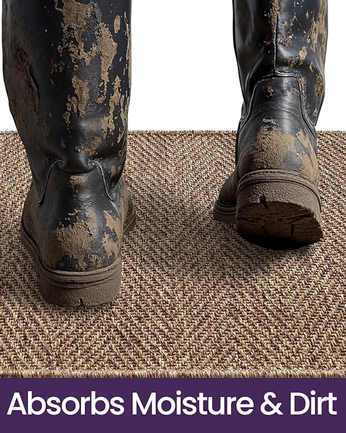 DEXI Dirt Trapper Door Mat, 48x72 Washable Doormat, Dirt Resistant and Absorbent, Easy Clean Low-Profile Floor Rugs for Entryway, Front Door, and Inside Entrance, Brown