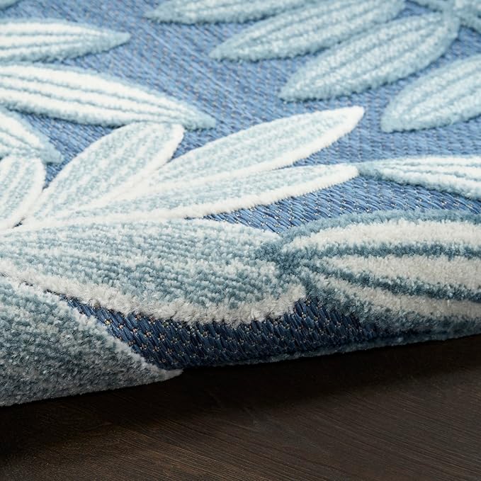 Nourison Home Aloha Blue 3'6" x 5'6" Area Rug - Easy Clean, Non Shedding, Bed Room, Living Room, Dining Room, Kitchen (4' x 6')