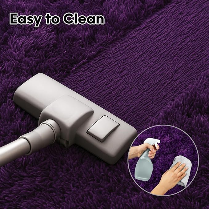 Mtandyx 8x10 Area Rugs Living Room, Purple Large Plush Fluffy Bedroom Carpet, Non-Slip Upgraded Indoor Thick Soft Rug, Modern Plush Carpet Suitable for Kids Home Decor Aesthetics Dorm.
