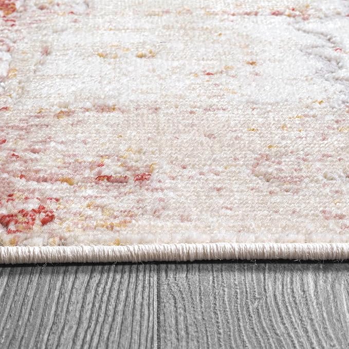 Beverly Rug Modern Abstract Runner Rug 2x7 Luxury Ultra Soft Vintage Indoor Area Rugs for Living Room Stain Resistant Non Shedding Indoor Carpet Alfombras para Salas Modernas (2 x 7 Pink)