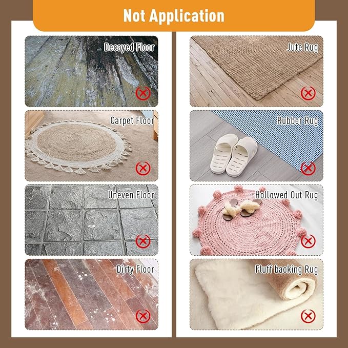 Rug-Gripper, Anti Slip Rug Grippers for Carpet, Upgraded Area Rug Pad Grippers Extra Sticky on Tile, Non-Slip Rug Pads Stopper for Hardwood Floor Washable Rug Tape Stickers 12x12cm 4 Pieces
