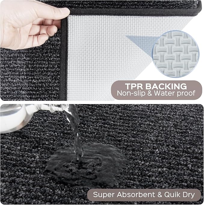 Washable Kitchen Rug 24" x 35.5" / 60cm x 90cm, Non Slip Kitchen Mat for Floor, Absorbent Indoor Throw Rug for Laundry, Bathroom, Bedroom, Door