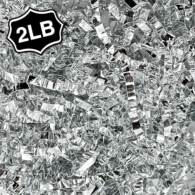 2LB Crinkle Cut Paper Shred Filler for Gift Box Bag and Basket On Holidays(Silvery)