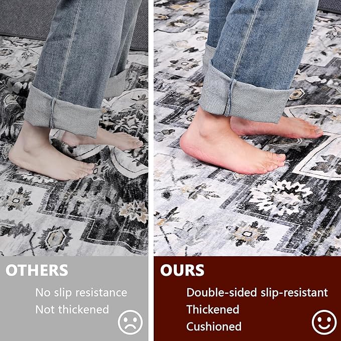 Non Slip Rug Pad Gripper, 6 x 9 Ft Extra Thick Foam Under Area Rug Carpet Pads for Any Hard Surface Floors, Keep Your Carpets Safe and in Place, Prevent Rug from Wrinkling or Buckling