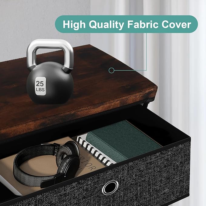 Nightstand with 3 Drawers, Clothes Storage Organizer, Small Fabric Dresser for Bedroom, Closet, Entryway, Hallway, Nursery, Dorm