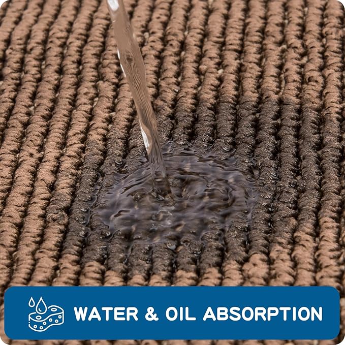PURRUGS Machine Washable Kitchen Runner Rug 2ft8in x 8ft, Non-Slip/Skid Hallway Runner Rug, Super Absorbent Soft Area Rug for Hallway, Kitchen & Laundry, Rolled Packaging, Brown