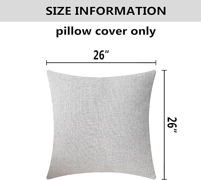 Home Brilliant Set of 2 Decoration Linen Burlap Decorative Euro Shams Couch Throw Pillows Cushion Covers, 26x26 inch(66cm), Light Grey