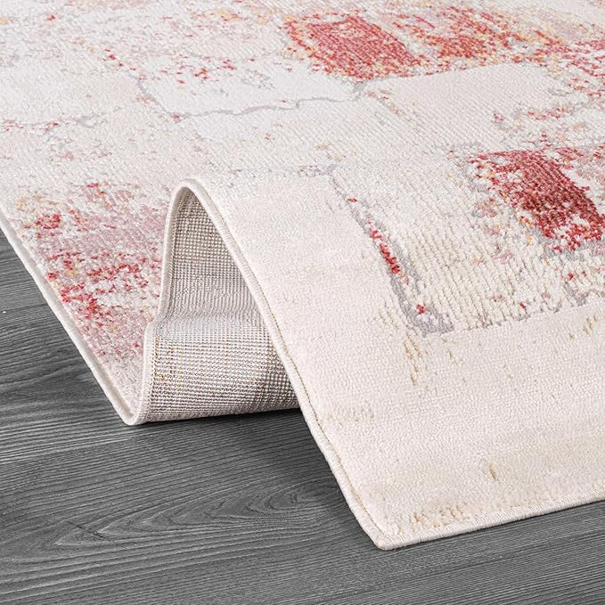 Beverly Rug Modern Abstract Runner Rug 2x7 Luxury Ultra Soft Vintage Indoor Area Rugs for Living Room Stain Resistant Non Shedding Indoor Carpet Alfombras para Salas Modernas (2 x 7 Pink)