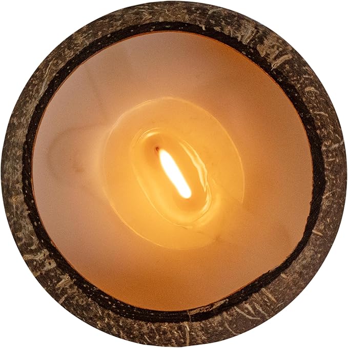 Restaurantware-Coco Casa 3.9 x 2.8 Inch Coconut Shell Candle, 1 Hand Poured Coconut Bowl Candle - Spring Hydrangea Fragrance, Double Wax Blend, Soy Wax Scented, Wooden Wick