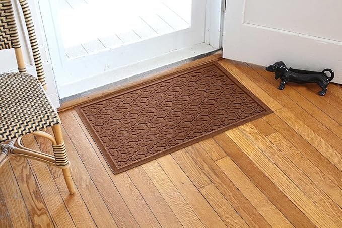 WaterHog Water Trapping Door Mat - Slip-Resistant Indoor/Outdoor Entrance Rug for Front Door, Entryways, Patios, Porch, Mudrooms, Hallway, Made in USA, Dogwood Leaf Collection, Dark Brown, 2' x 3'