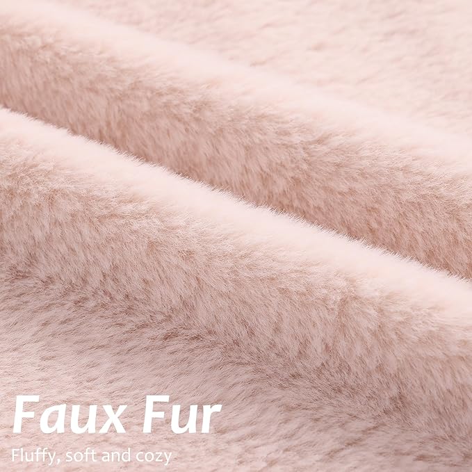 Pallene Faux Fur Plush Lumbar Spring Throw Pillow Covers 12x20 Set of 2, Luxury Soft Fluffy Cozy Decorative Pillow Covers for Sofa, Couch, Living Room, Blush Pink