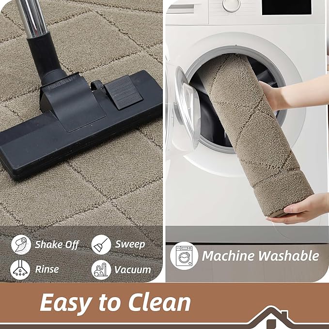 BEQHAUSE Dirt Trapper Door Mat 24" x 60", Doormat Non-Slip Entryway Rugs Washable, Dog Door Mat Stain Resistant and Absorbent Welcome Floor Mat for Front Back Door, Mud Wet Shoes & Paws, Beige