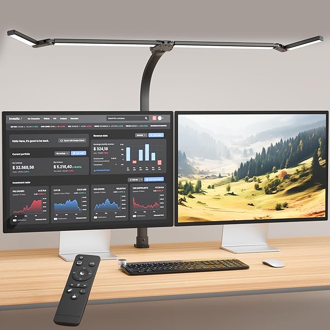 Office Home Desk Lamp,24W Super Bright Eye-Care Desk Lamp,Adjustable Gooseneck Office LED Task Light with Soft Non-Glare Lighting,Suitable for Studying,Reading (Black)