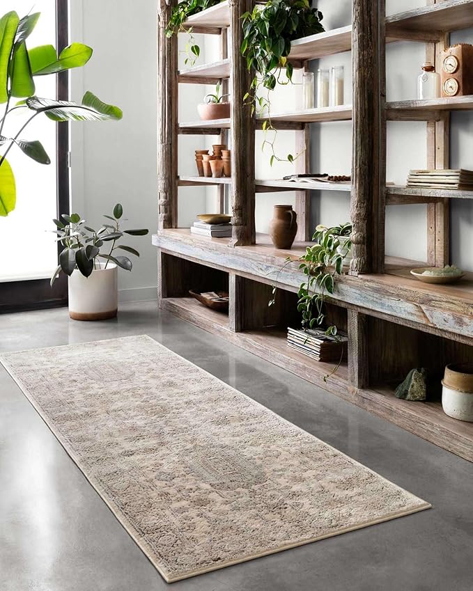 Loloi Teagan Collection TEA-03 Ivory/Sand 5'-3" x 7'-6" Area Rug, Large, Soft Neutral Rug, High-Traffic for Living Room, Bedroom, Home Office, Dining Area