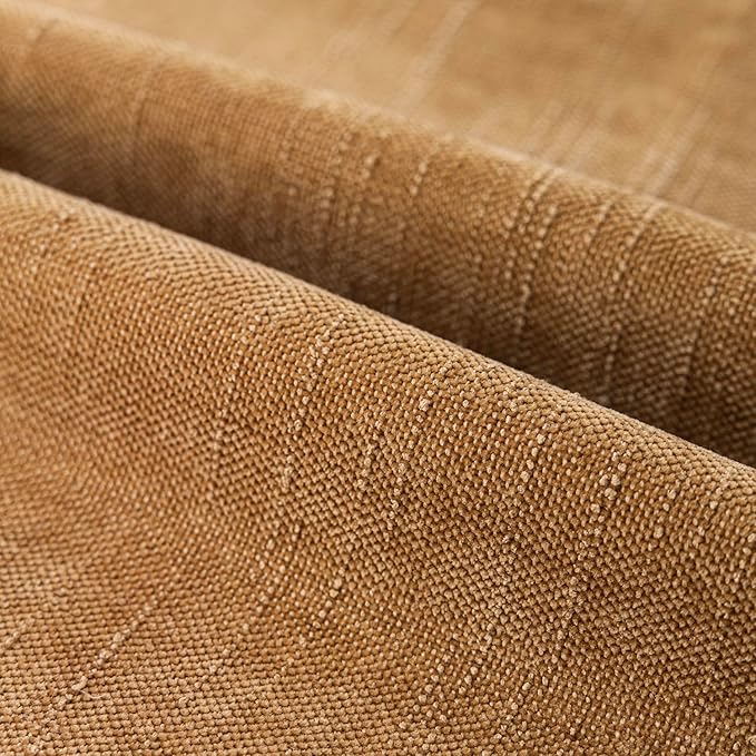 Foindtower Set of 2 Textured Chenille Throw Decorative Pillow Covers Square Accent Solid Cushion Cover Neutral Farmhouse Lumbar Pillow Case for Couch Sofa Bedroom Living Room 12x24 Inch,Golden Brown