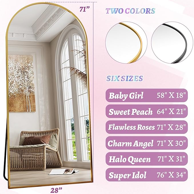 Floor Mirror, 58"×18" Full Length Mirror with Stand for Bedroom Living Room, Gold