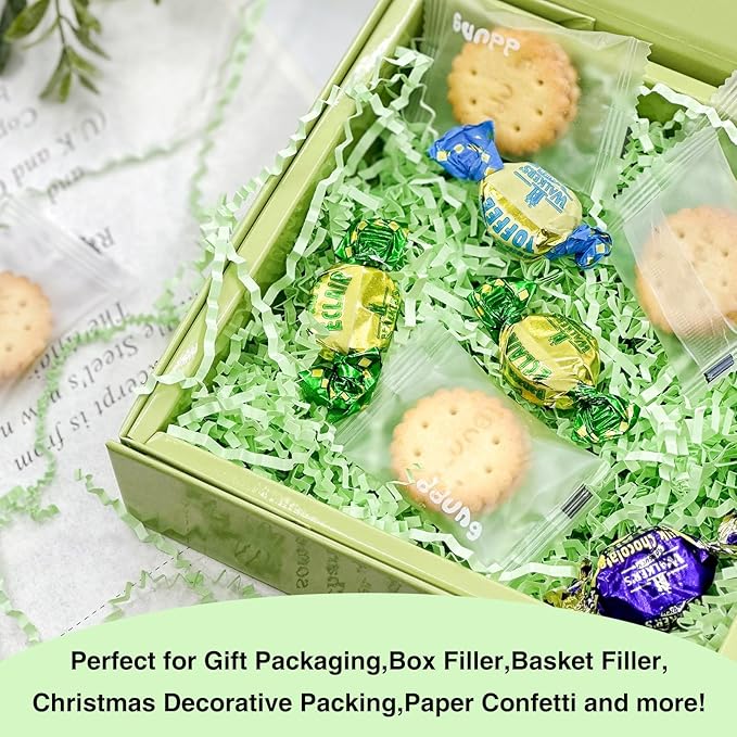 2LB Crinkle Cut Paper Shred Filler for Bag Gift Box Basket Easter Grass Decorations(Light Blue)
