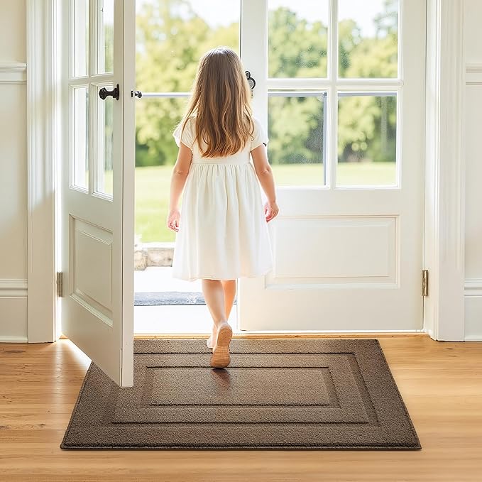 GRANNY SAYS Front Door Mat Outside Entrance, Welcome Matt Indoor Non-Slip, Door Mats for Outdoor, Entryway Front Porch Matt Low Profile Resist Dirt Easy to Clean, 36" x 24", Light Brown
