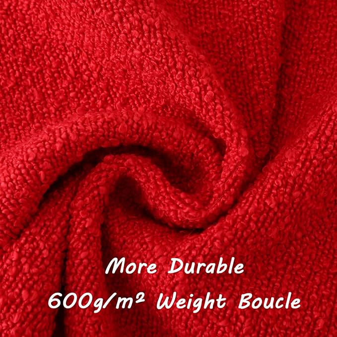FUTEI Valentine's Day Pack of 2 Red Decorative Throw Pillow Covers 22x22 Inch Soft Cozy Solid Boucle Textured Cushion Case,Modern Home Decor for Couch Bed Living Room