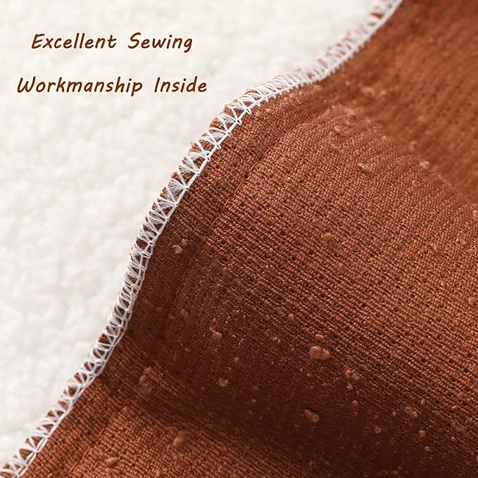 FUTEI Pack of 2 Rust Decorative Throw Pillow Covers 18x18 Inch Soft Cozy Solid Boucle Textured Cushion Case,Modern Home Decor for Couch Bed Living Room