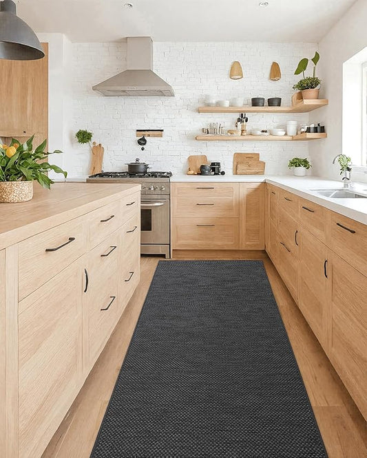 Color&Geometry Kitchen Rugs and Mats Non Slip Washable, Absorbent,Woven Kitchen Runner Rug Easy to Clean Kitchen Floor Mats for in Front of Sink, Laundry Room, Hallway, 24''x83'', Dark Grey