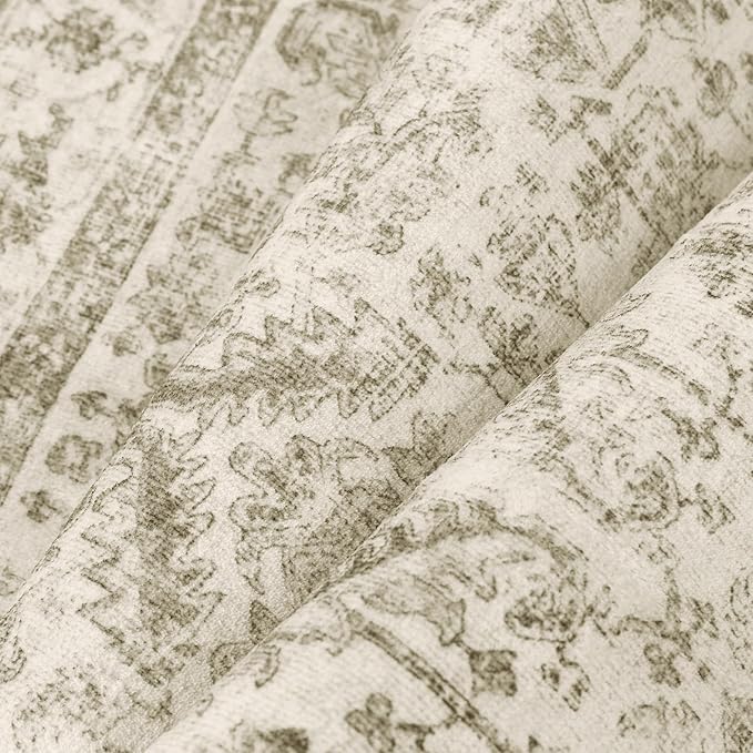 PureCozy Taupe 6x9 Area Rug Vintage Washable Living Room Carpet Non Slip Bedroom Indoor Office Low Pile Large Traditional Distressed Retro Accent Rug for Dining Room Bathroom Kitchen