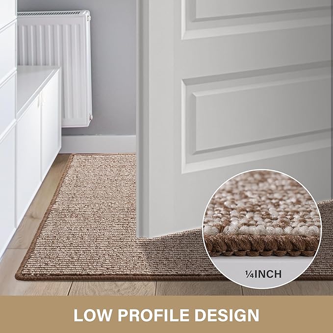 GRANNY SAYS Front Door Mat Indoor Entrance, Indoor Doormat Non Slip Washable, Low Profile Outdoor Welcome Mat, 32" x 20" Resist Dirt Absorbent Door Mats for Entryway, Floor, Brown Beige