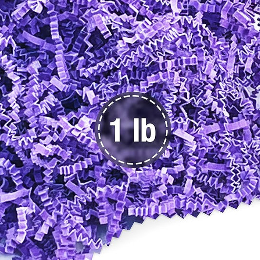FRILLZ Crinkle Cut Paper Shred Filler for Baskets, Gifts, Packing and Protecting your Mother's Day, Birthday, Weddings, Anniversary, Valentines Day, and other gifts (1 pound, Lavender)