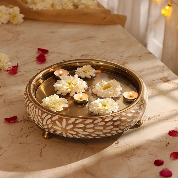 RITUALISTIC Vrinda Wooden Urli for Flower Decoration | Wooden Urli Bowl for Home Decorations Kitchen Décor Bowl for Decoration Perfect for Festive Occasion & Valentine's day gift