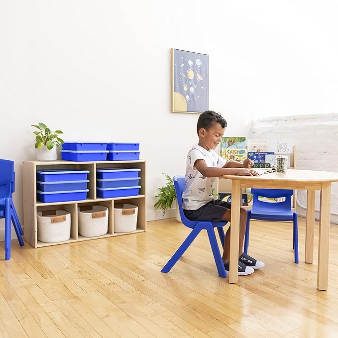 ECR4Kids Letter Size Tray with Lid, Storage Bin, Blue, 10-Piece