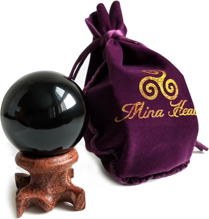 Black Obsidian Crystal Ball 40mm /1.6" for Magic Mirror, Fengshui, Meditation, Healing, Divination, Home Decoration, Black Magic