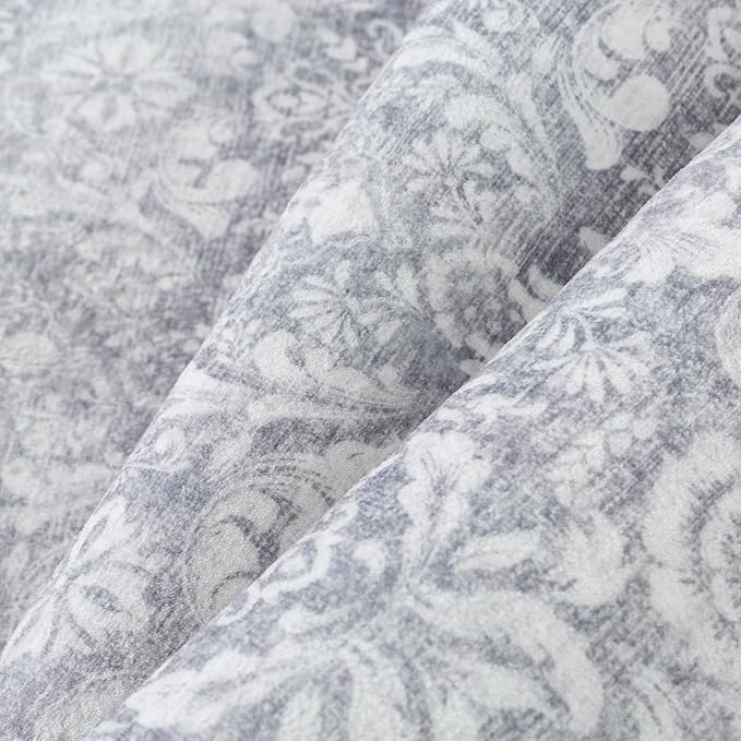 PureCozy Gray 5x7 Area Rug Washable Vintage Living Room Non Slip Carpet Low Plie Soft Indoor Bedroom Retro Grey Accent Throw Large Rug for Office Kitchen Dining Room