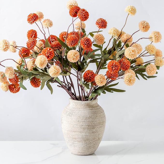 Ceramic Flower Vase - Farmhouse Rustic Vase for Home Decor Handcrafted Pottery Vase Small Terracotta Vases for Dining Table Decor Fireplace Living Room Bathroom Wedding Centerpiece