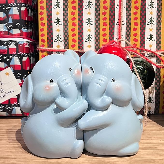 Cute Elephant Bookends Decoration, Book Ends for Heavy Books, Book Holders for Shelves in Home Office Children’s Rooms Desk Bookshelf, Great Christmas Birthday Gift