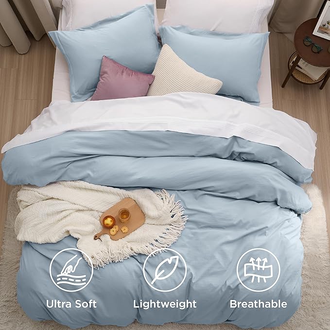 Bedsure Celestial Blue Oversized King Duvet Cover - 3 Pieces Prewashed Extra Soft Bedding Set, Includes 1 Duvet Cover 120x98 Inches with Zipper Closure & 2 Pillow Shams, Comforter Not Included