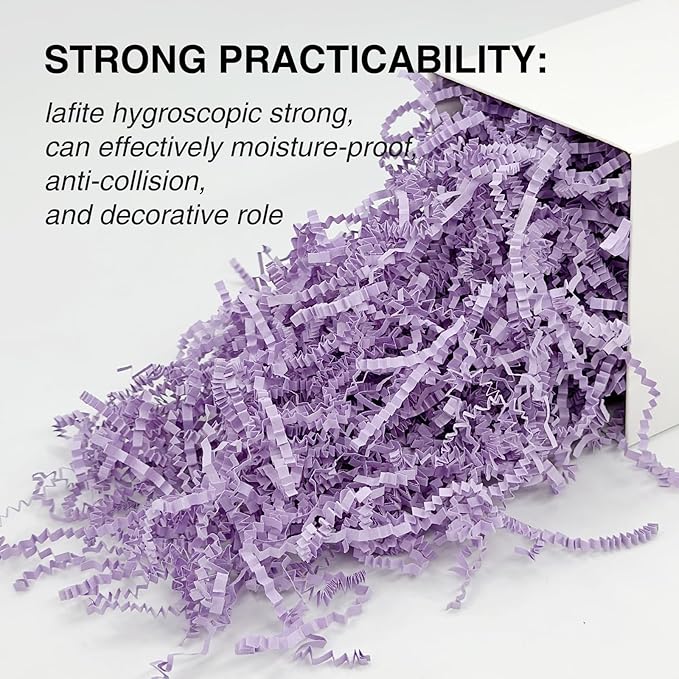 2LB Crinkle Cut Paper Shred Filler for Gift Box Bag and Basket On Holidays(Light Purple)