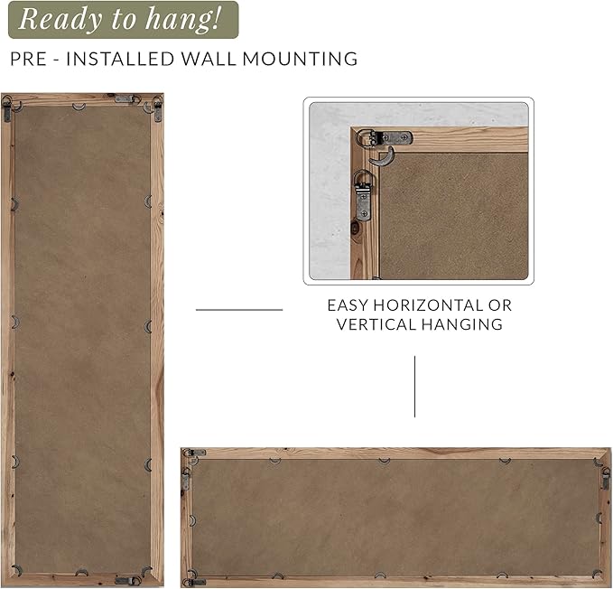 Barnyard Designs 16x48 Leaner Floor Mirror Full Length, Large Rustic Free Standing Leaning Hanging Wood and Metal Long Full Size Farmhouse Wall Mirror for Bedroom Living Room, Brown