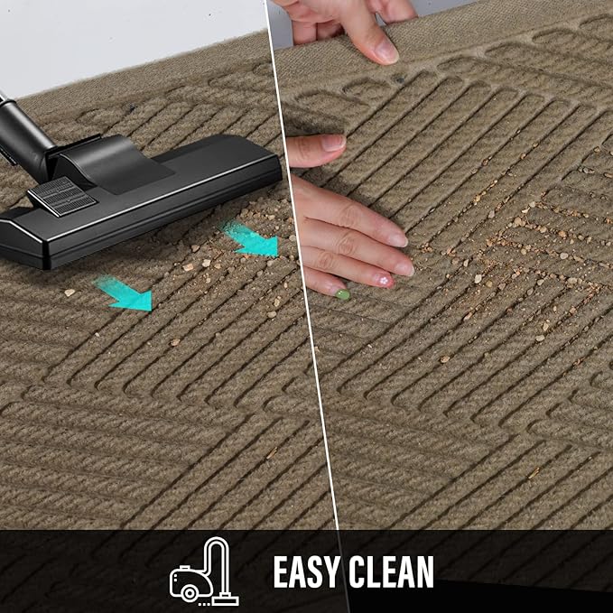 HIYARD Sturdy Front Door Mat, Absorbent Muddy Dirt Resist Welcome Door Mats Outdoor Indoor, Stain and Fade Resistant, Non-Slip Rubber Backing Low Profile Doormat for Entryway, 72×24, Beige