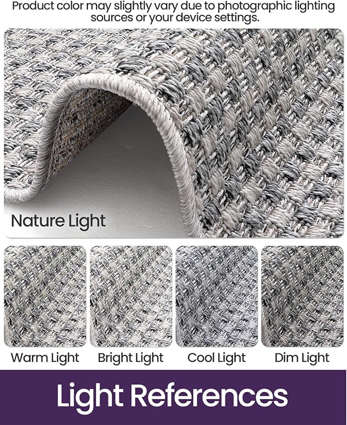 DEXI Dirt Trapper Door Mat, 48x72 Washable Doormat, Dirt Resistant and Absorbent, Easy Clean Low-Profile Floor Rugs for Entryway, Front Door, and Inside Entrance, Checkered Grey