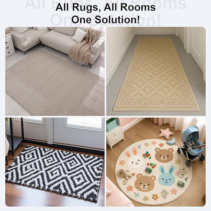 Home Techpro Double Sided Rug Pad Gripper for Hardwood Floors No Damage, New Materials to Non Slip Rug Pads, Under Rug Carpet Tape : Keep Your Rug in Place & Make Corner Flat