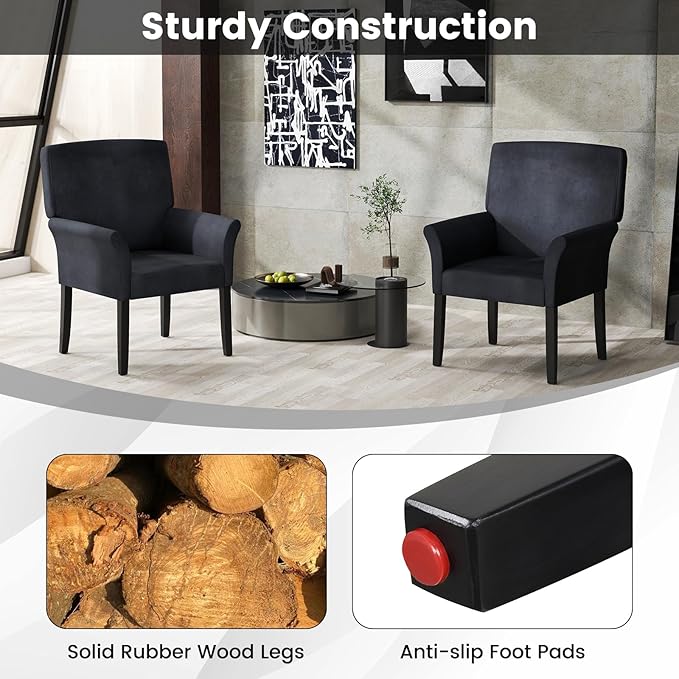POWERSTONE Executive Accent Chair, Suede Guest Chairs Armchair with Wood Legs 5.5in Thick Cushion for Reception Waiting Room Single Sofa for Home Theater, Black