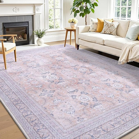 Vanmoos 5x7 Area Rugs for Living Room, Bedroom - Machine Washable, Non-Slip Bedside Rug, Large Soft Floor Carpet for Office, Dining Room, Farmhouse and Home Decor, Urban Luxe/Cream